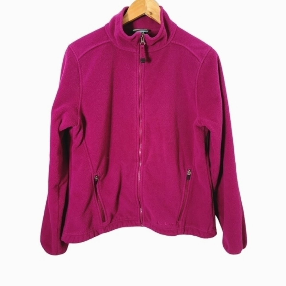 L𝅺.L. BEAN POLARTEC Dark Pink Full Zip Fleece Jacket Women's Size Medium